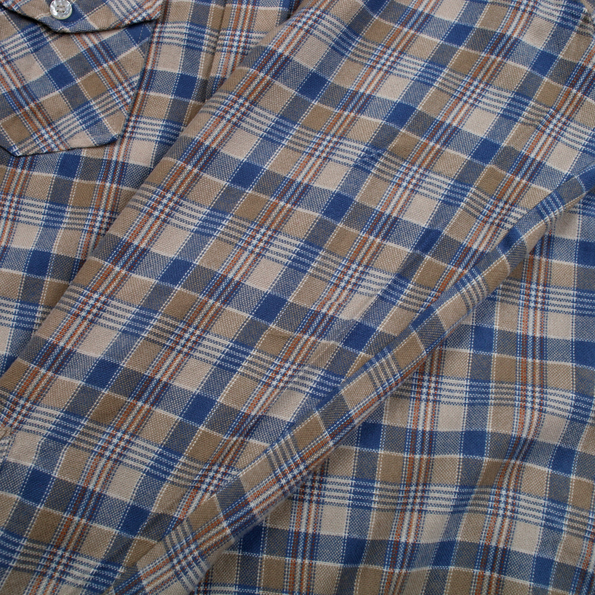 Vintage Royal Knight Shirt L Mens Button 80s Acrylic Plaid Lumberjack Blue