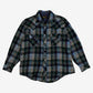 Vintage K Mart Western Flannel Shirt L Mens 80s Pearl Snap Plaid Blue