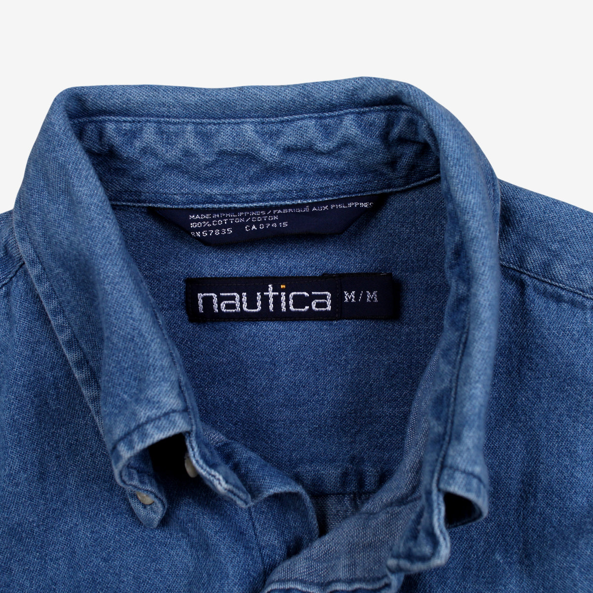 Vintage Nautica Denim Shirt M Mens Button Cotton Collar Streetwear Blue