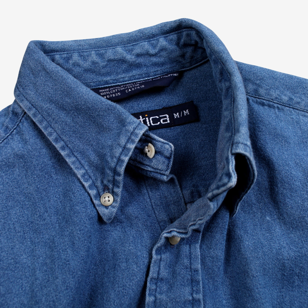 Vintage Nautica Denim Shirt M Mens Button Cotton Collar Streetwear Blue