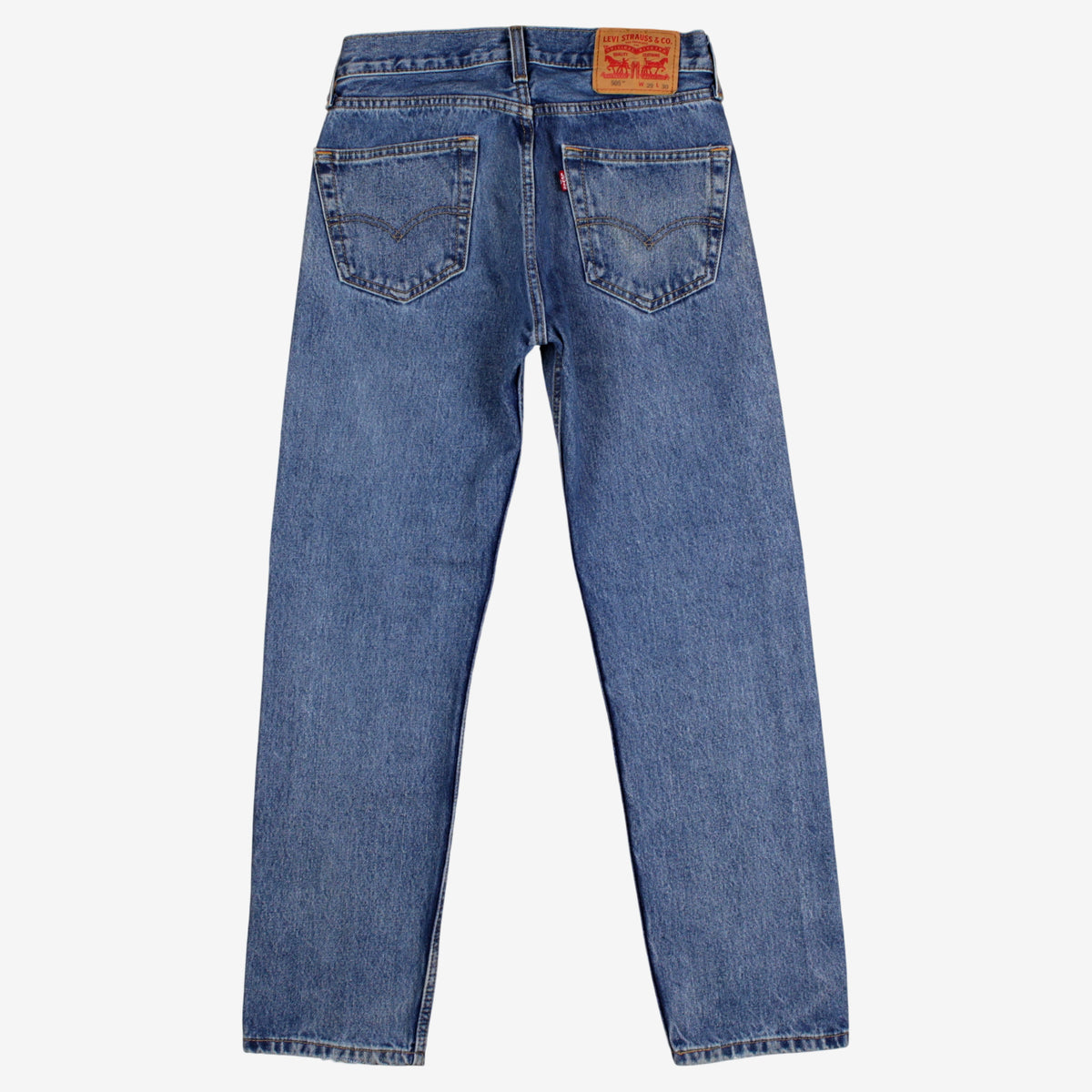 Levis 505 Jeans 29x30 Blue Regular Straight Faded Mid Stonewash Red Tab Denim