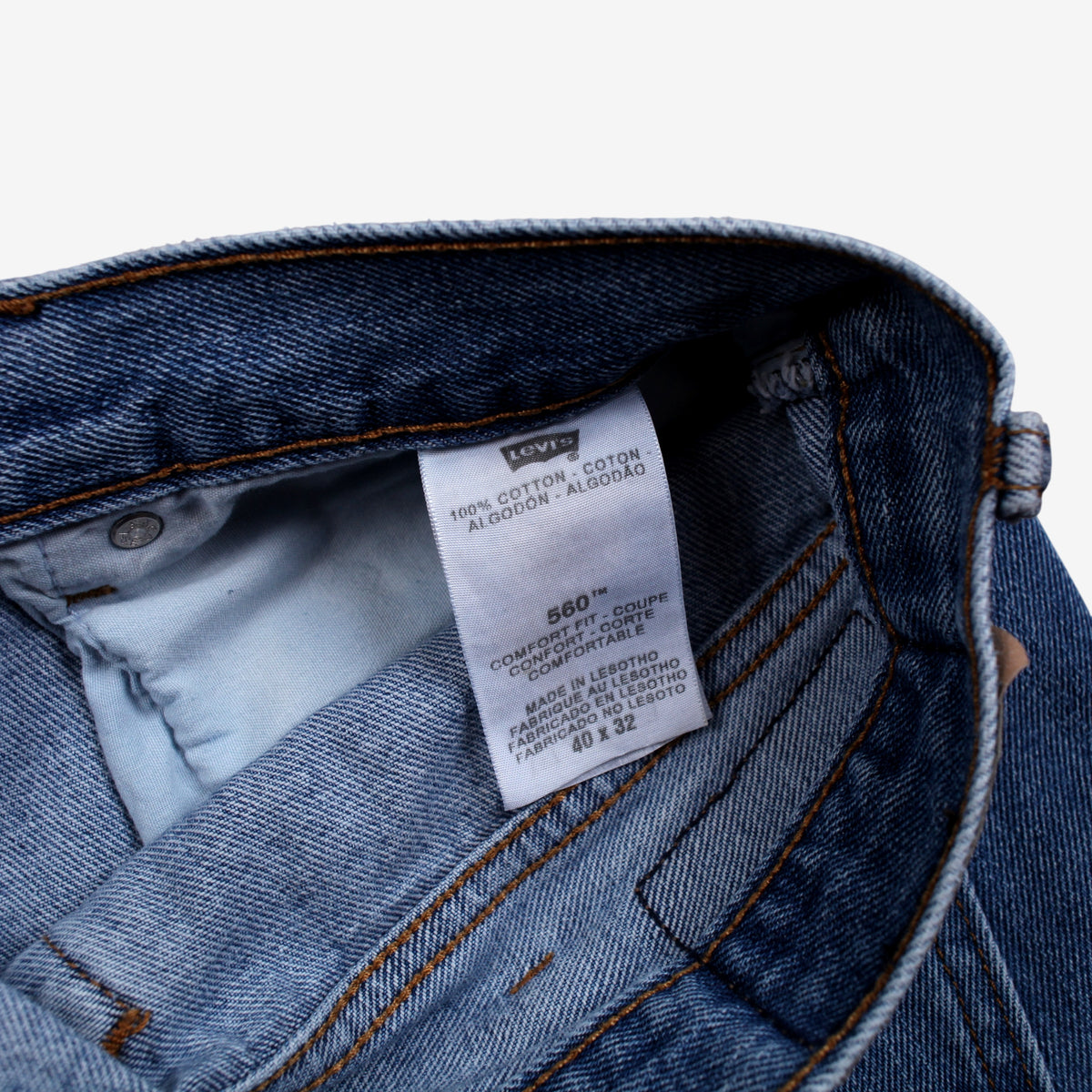 Levis 560 Jeans 40x32 Blue Relaxed Taper Faded Medium Stonewash Zip Denim