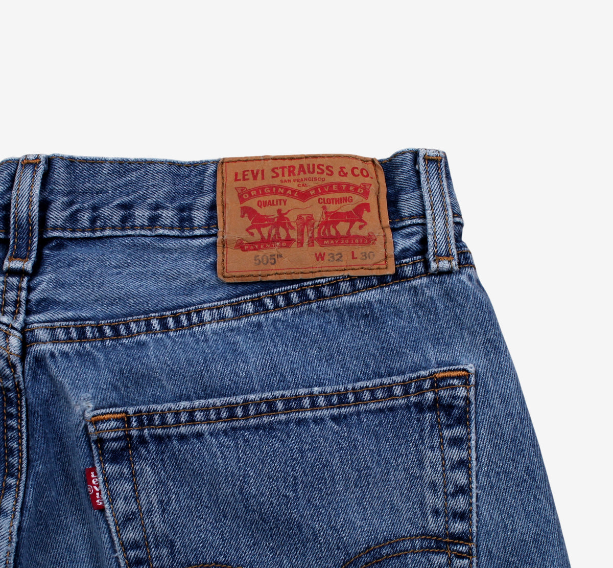 Levis 505 Jeans 32x30 Blue Regular Straight Faded Medium Stonewash Denim