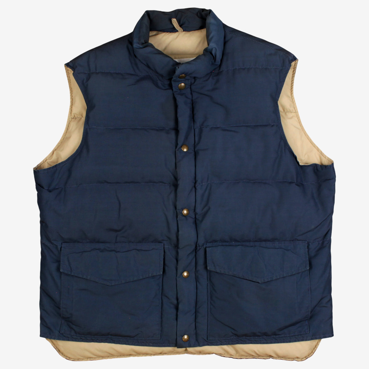 Vintage Woolrich Down Vest XL Mens 80s Blue Navy Snap Front Insulated Gilet