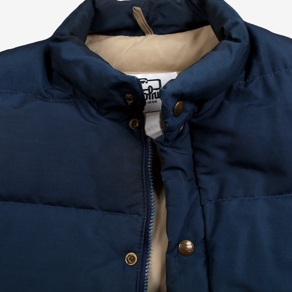 Vintage Woolrich Down Vest XL Mens 80s Blue Navy Snap Front Insulated Gilet