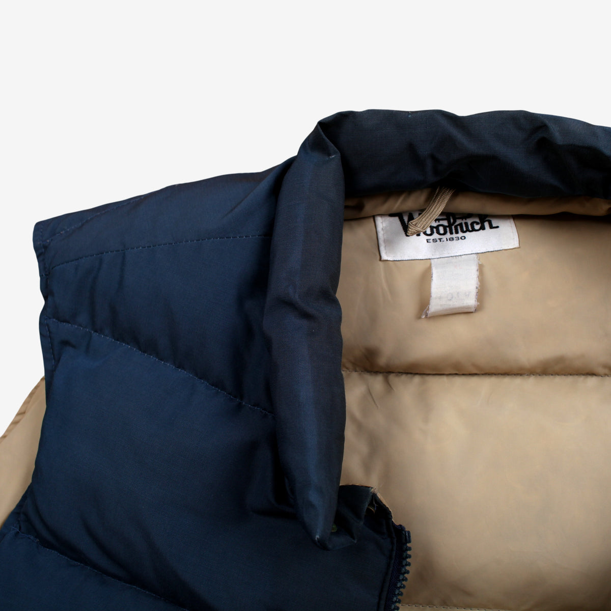 Vintage Woolrich Down Vest XL Mens 80s Blue Navy Snap Front Insulated Gilet