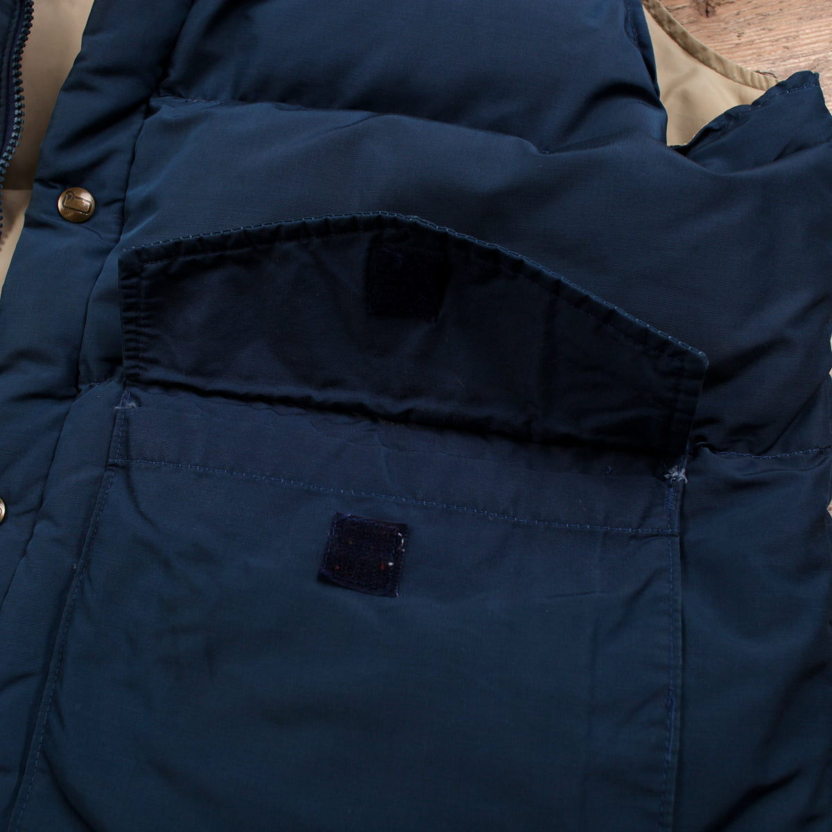 Vintage Woolrich Down Vest XL Mens 80s Blue Navy Snap Front Insulated Gilet