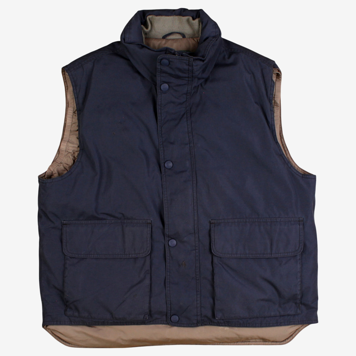 Vintage Cabelas Goose Down Vest L Mens Blue Navy Snap Front Insulated Gilet
