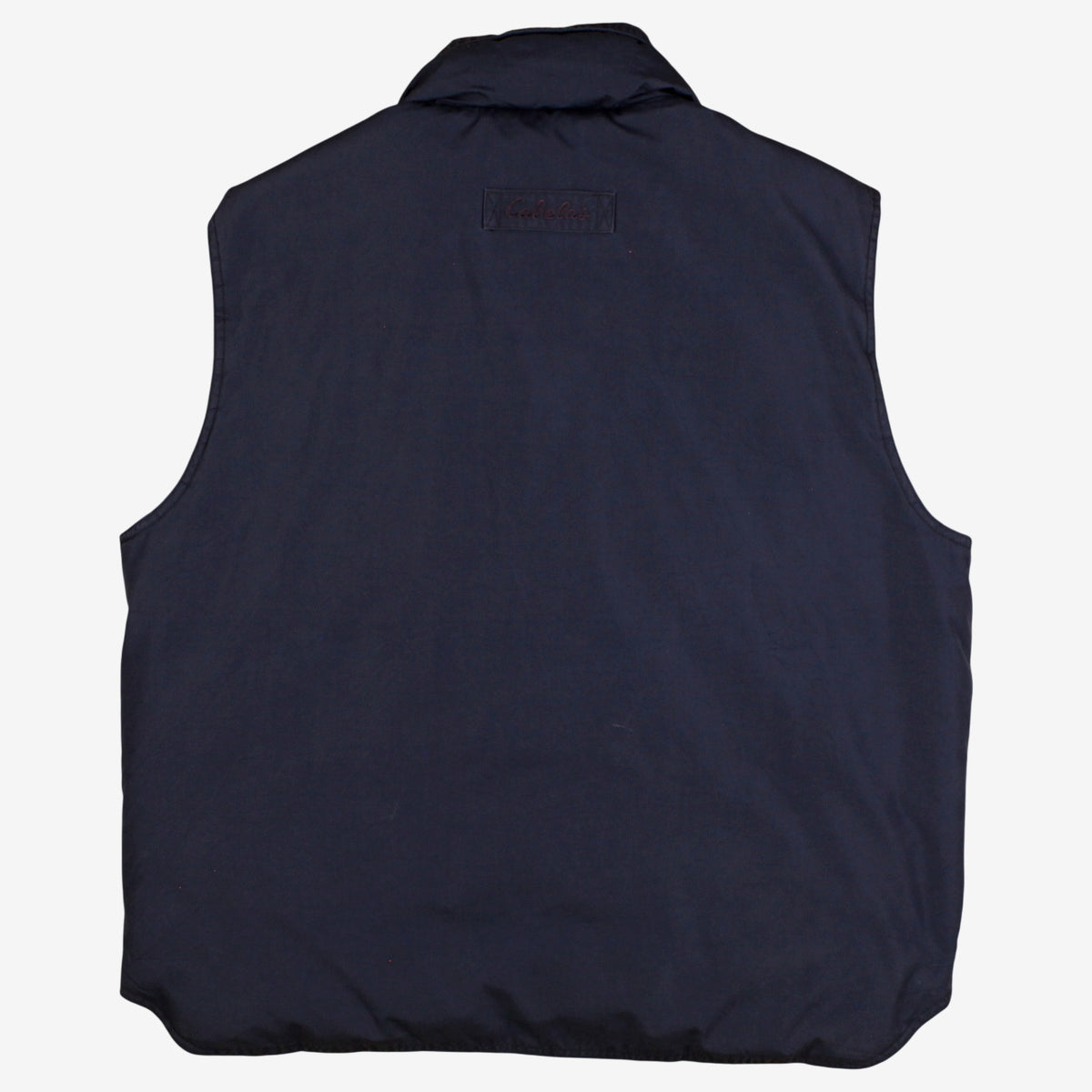 Vintage Cabelas Goose Down Vest L Mens Blue Navy Snap Front Insulated Gilet