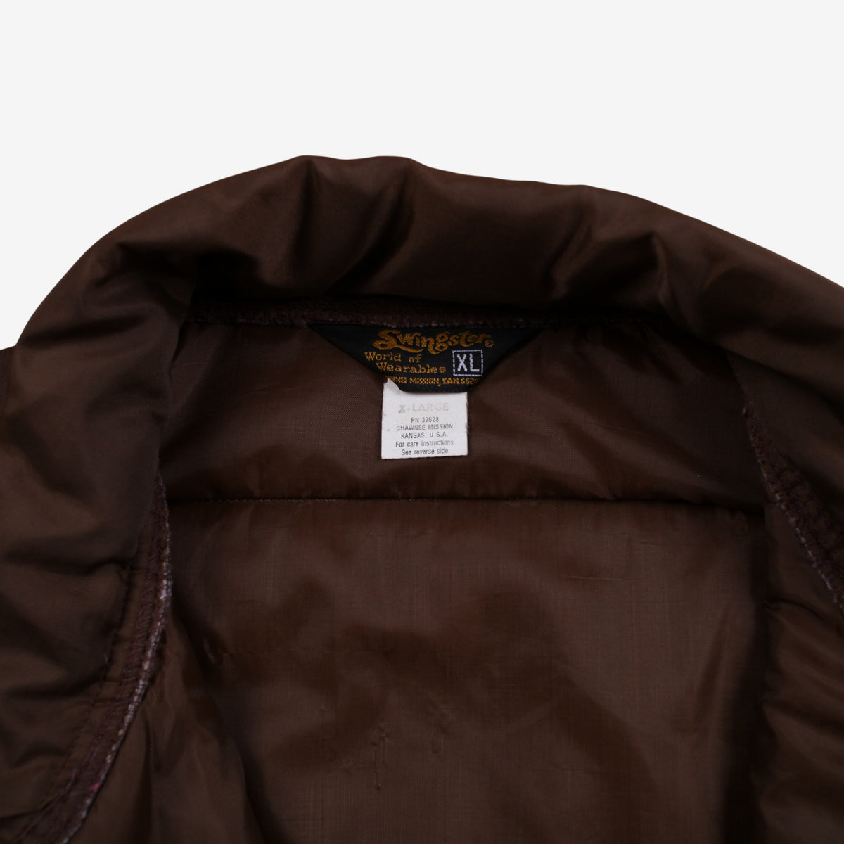 Vintage Swingster Puffer Jacket XL Mens 90s Brown Nylon Lined Western Yoke