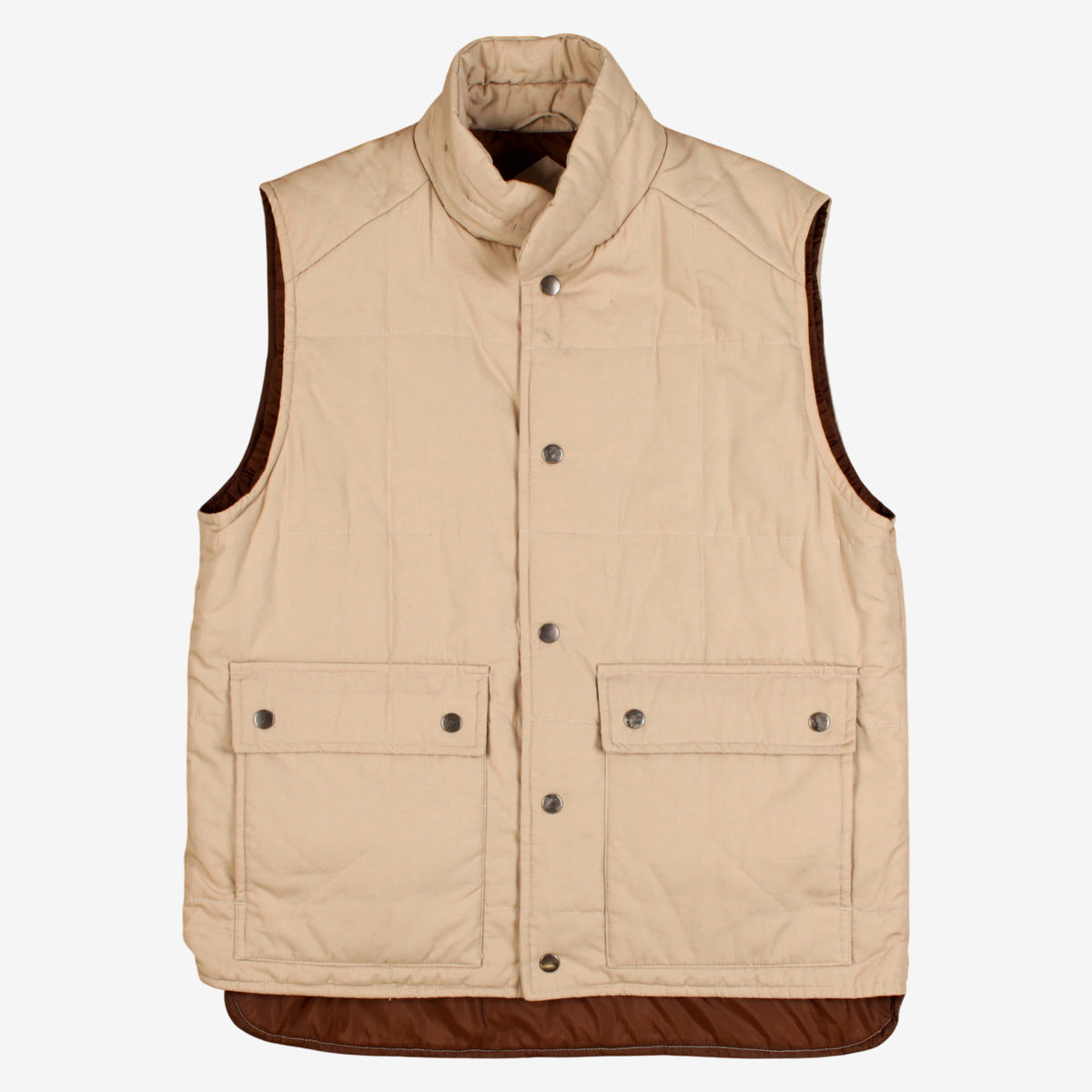 Vintage St Johns Bay Quilted Vest M Mens Beige Lined Outdoor Gilet