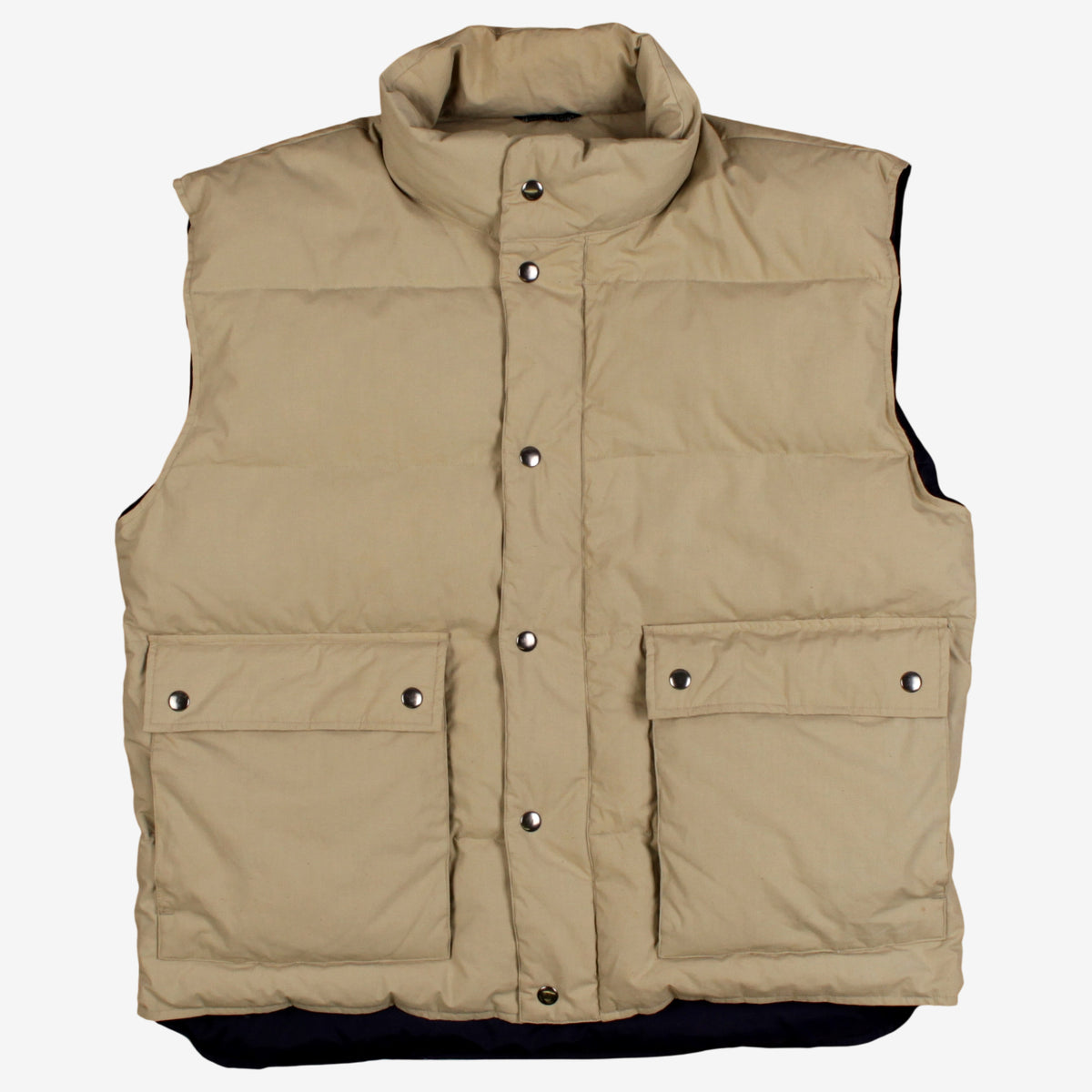 Woodlake Puffer Vest L Mens Beige Snap Front Down Insulated Outdoor Casual Gilet