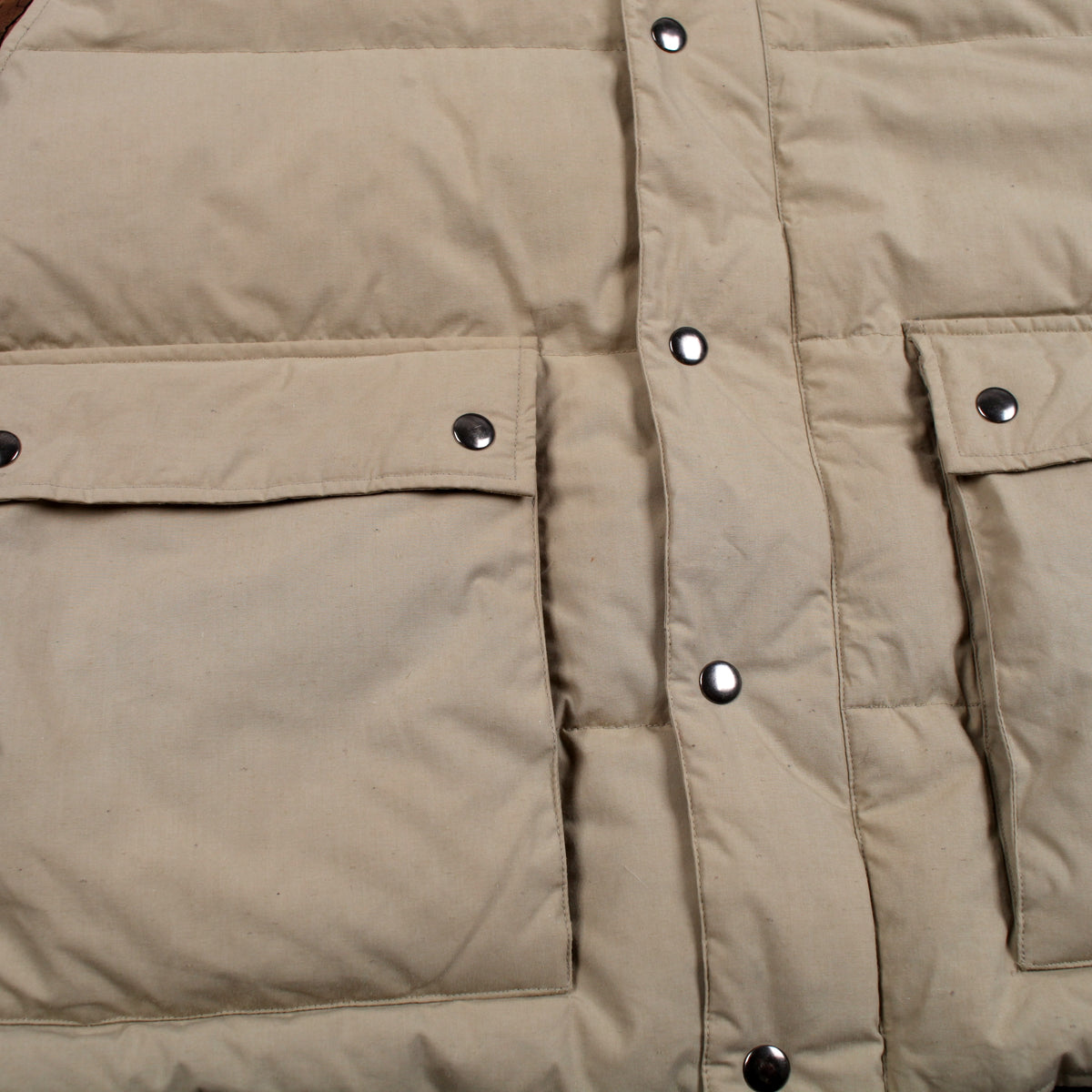 Woodlake Puffer Vest L Mens Beige Snap Front Down Insulated Outdoor Casual Gilet