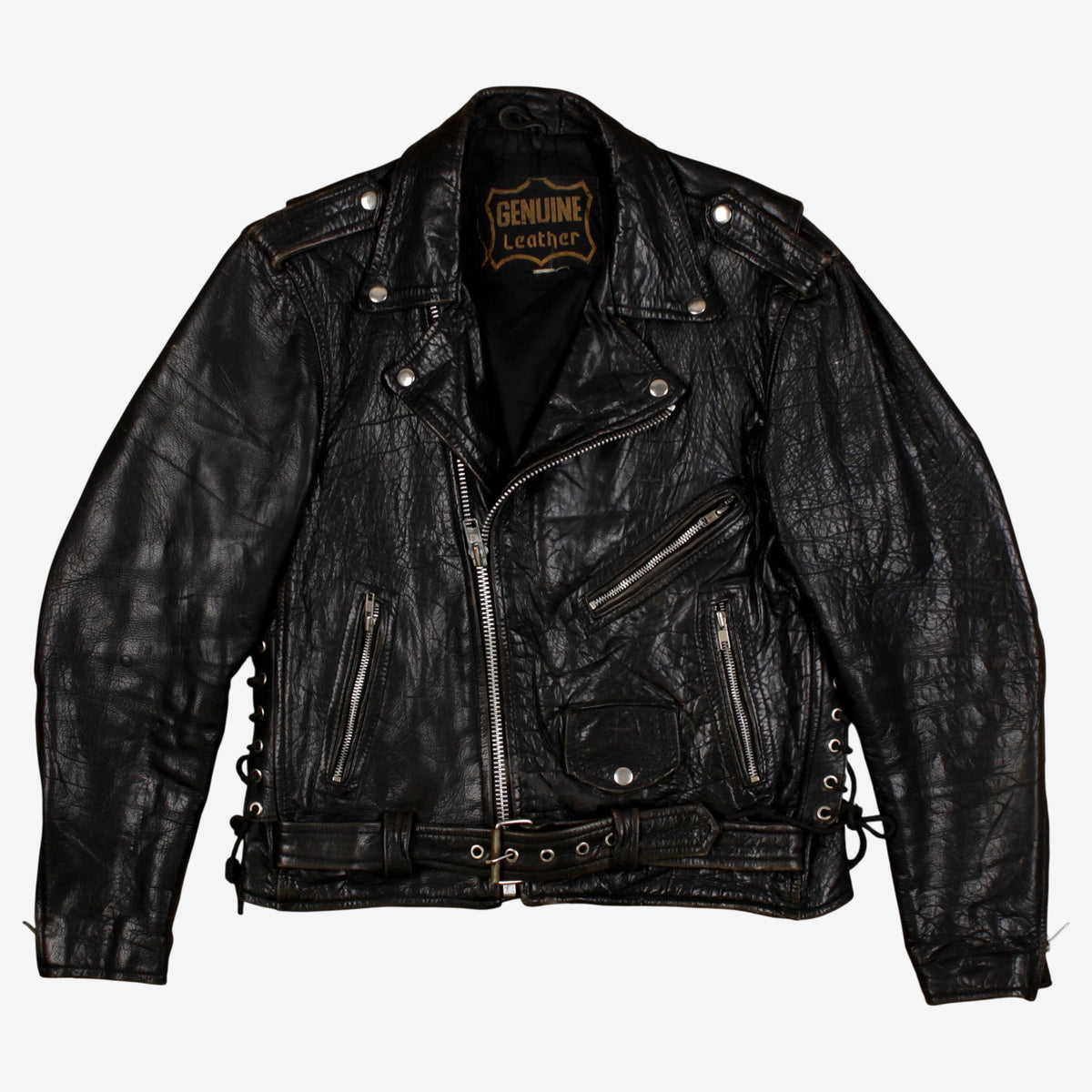 Vintage Leather Jacket S Mens 90s Black Moto Lined Biker Motorcycle Heavyweight