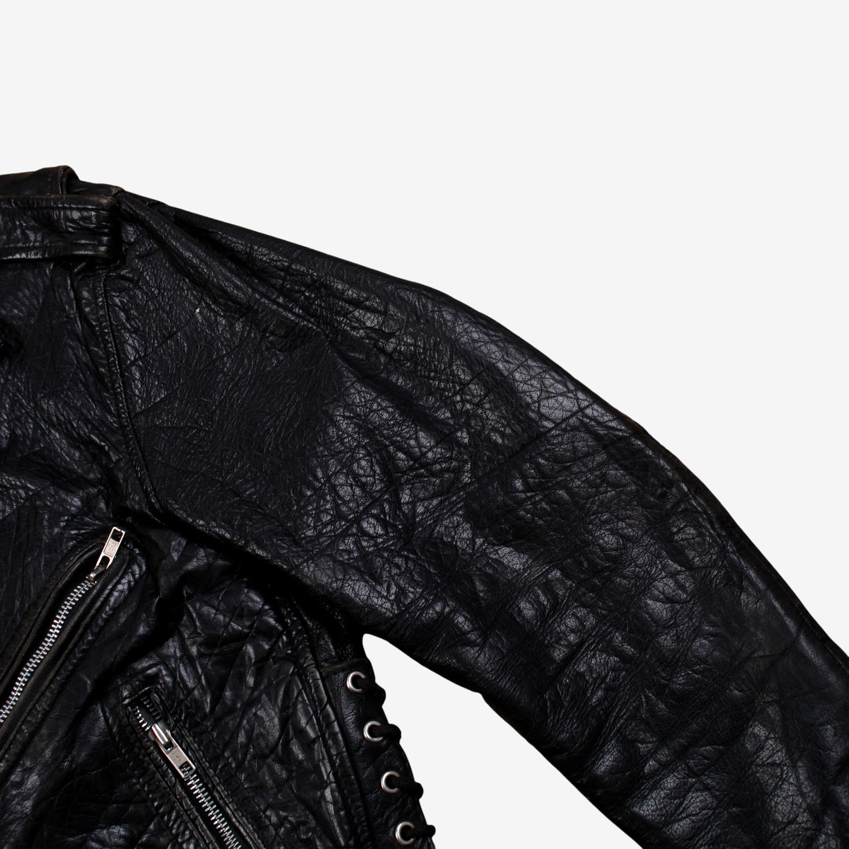 Vintage Leather Jacket S Mens 90s Black Moto Lined Biker Motorcycle Heavyweight