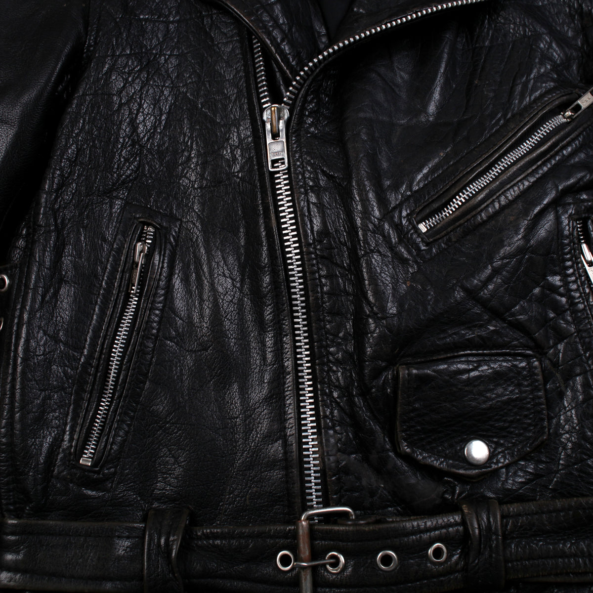 Vintage Leather Jacket S Mens 90s Black Moto Lined Biker Motorcycle Heavyweight