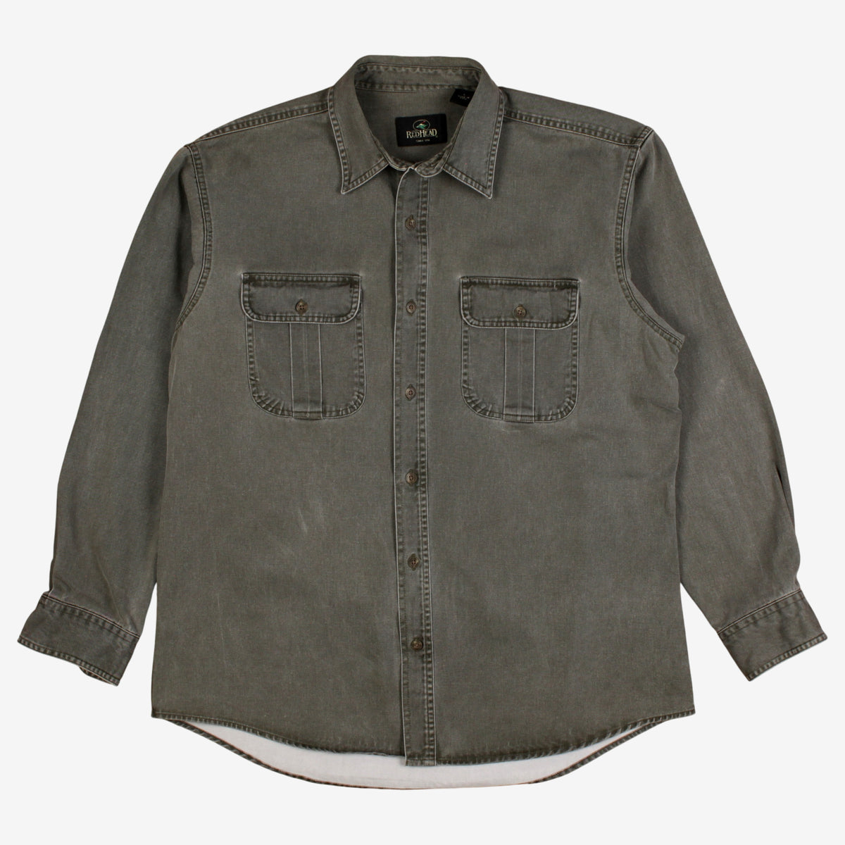 Redhead Shirt L Mens Button Cotton Work Utility Outdoor Heavy Duty Grey