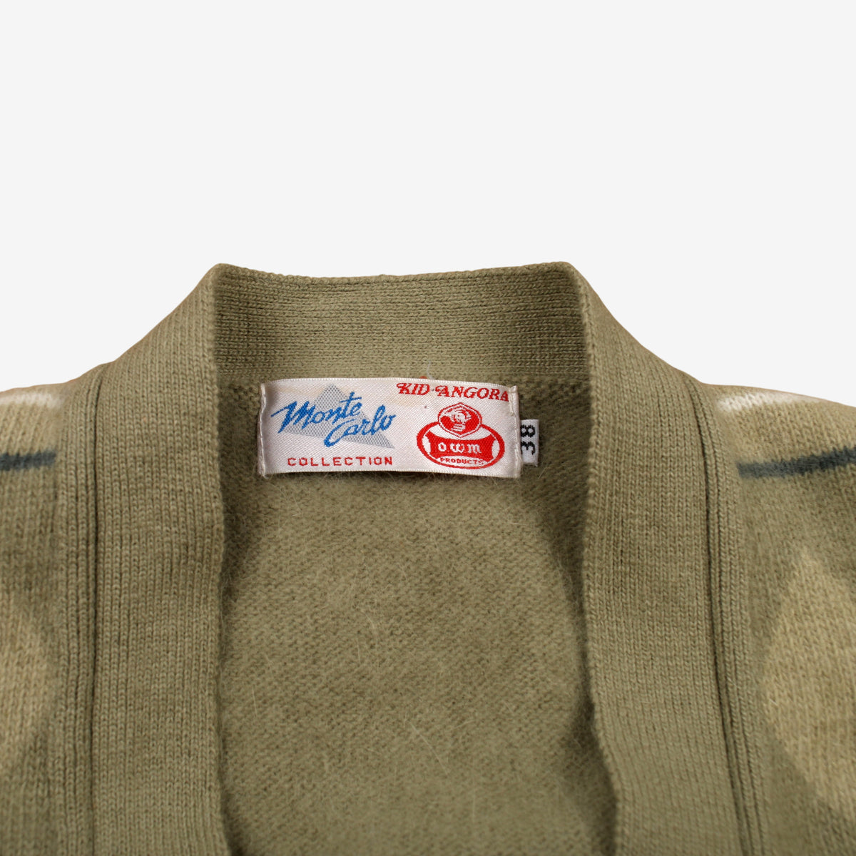 Vintage Monte Carlo Wool Cardigan 38 Mens 70s Angora Plaid Green Grunge