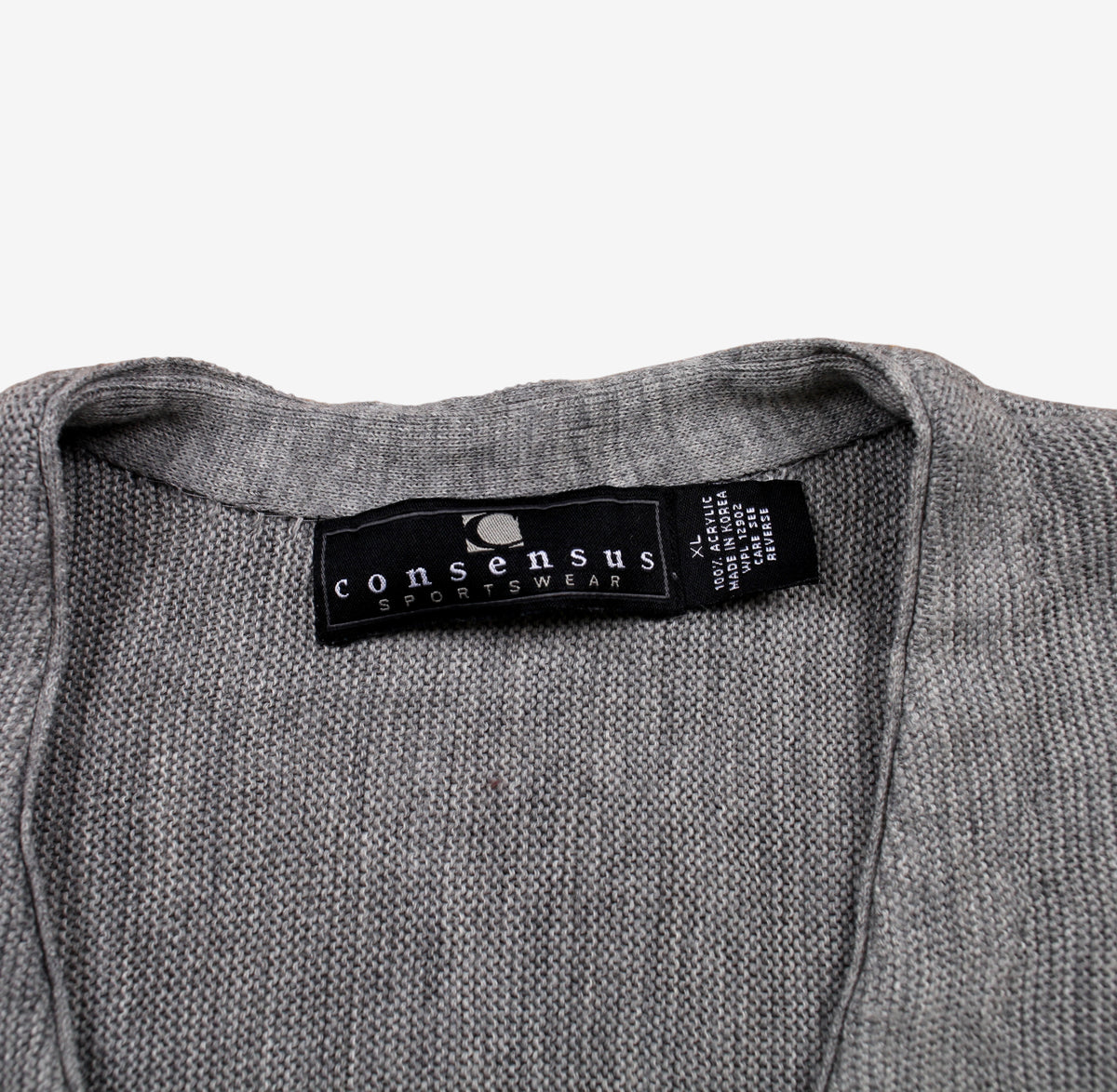 Vintage Consensus Sportswear Cardigan XL Mens 80s Acrylic Grey Knit
