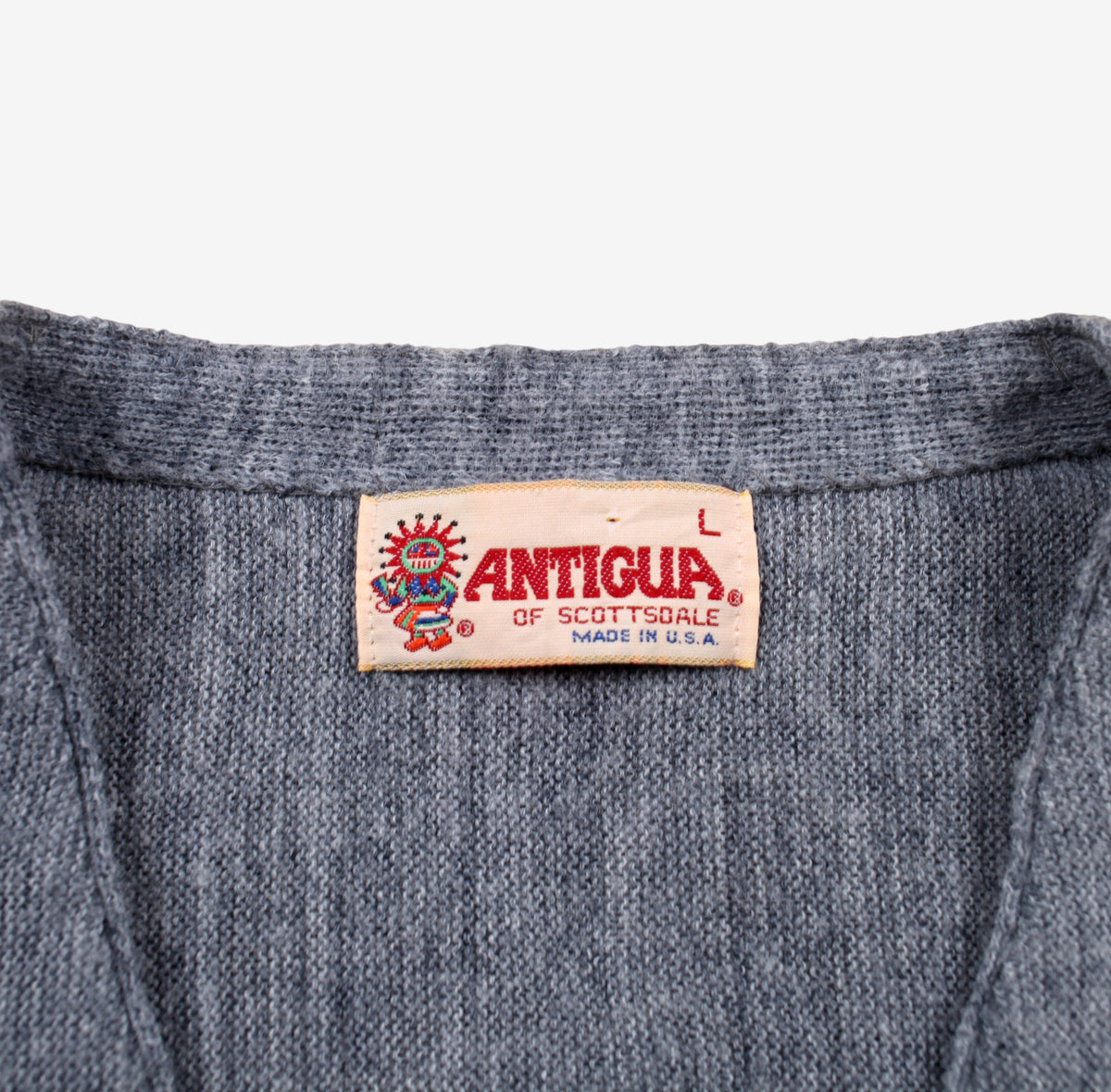 Vintage Antigua Cardigan L Mens 90s Acrylic V-neck Ohio State USA Made Grey Knit