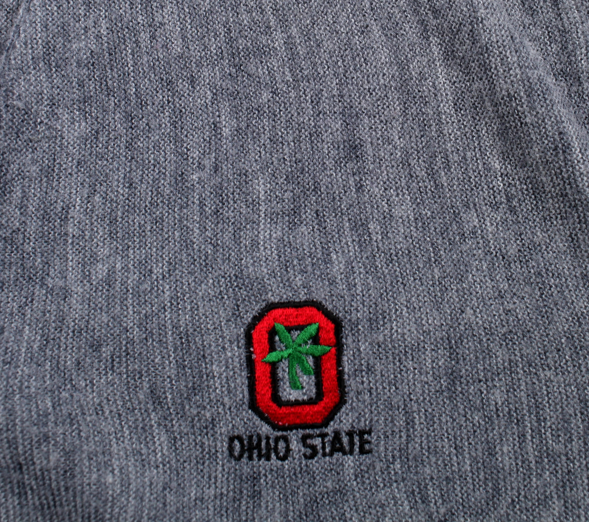 Vintage Antigua Cardigan L Mens 90s Acrylic V-neck Ohio State USA Made Grey Knit