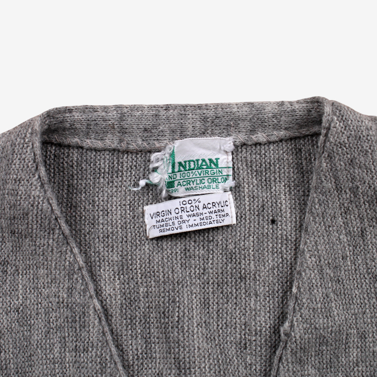 Vintage Ondian Cardigan L Mens 80s Acrylic V-neck Pockets Grey Knit