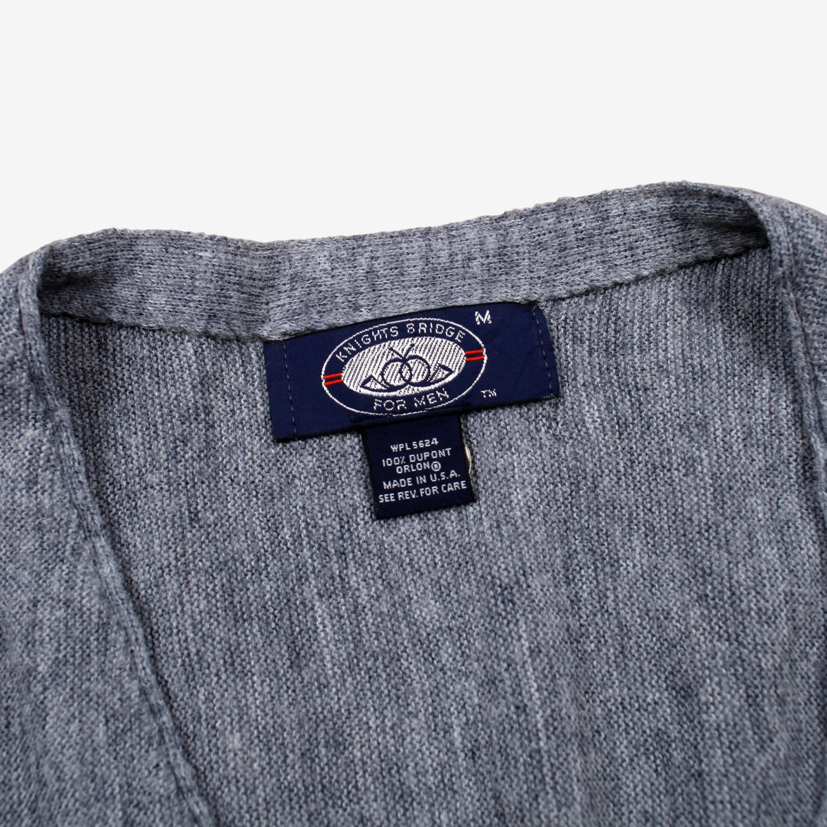 Vintage Knights Bridge Cardigan M Mens 90s Acrylic V-neck USA Made Grey Knit