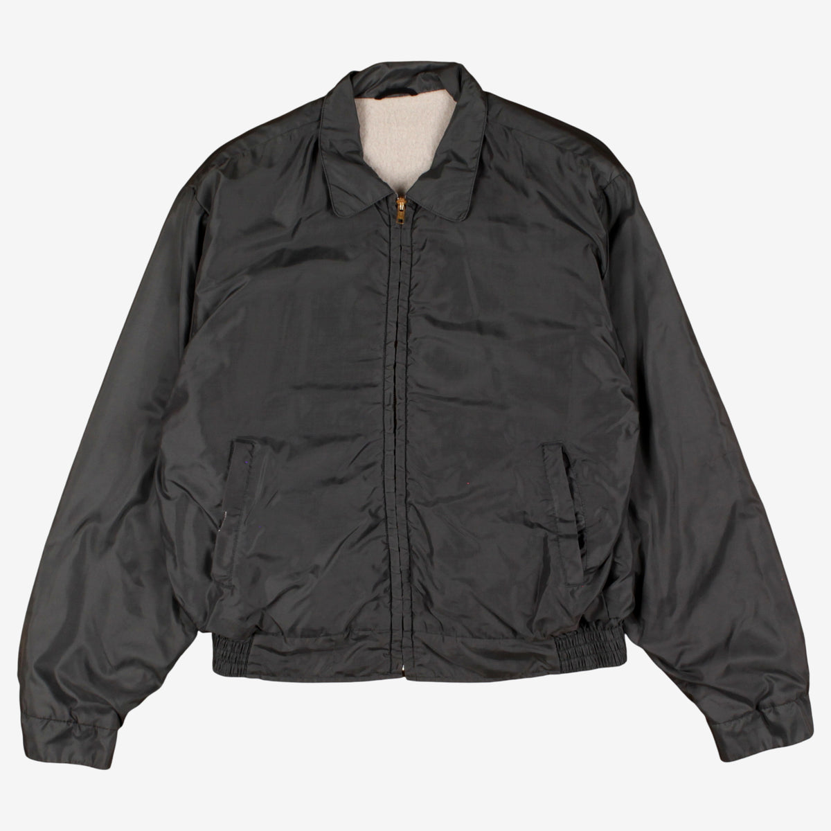 Vintage Windbreaker Bomber Jacket M Mens 70s Black Grey Lined Casual