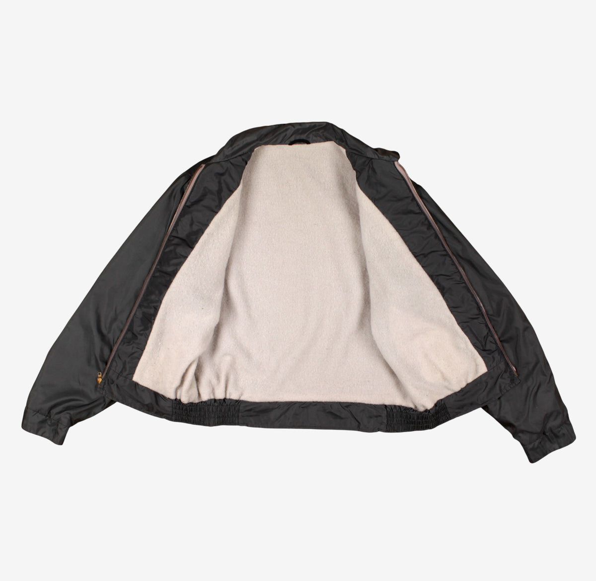 Vintage Windbreaker Bomber Jacket M Mens 70s Black Grey Lined Casual