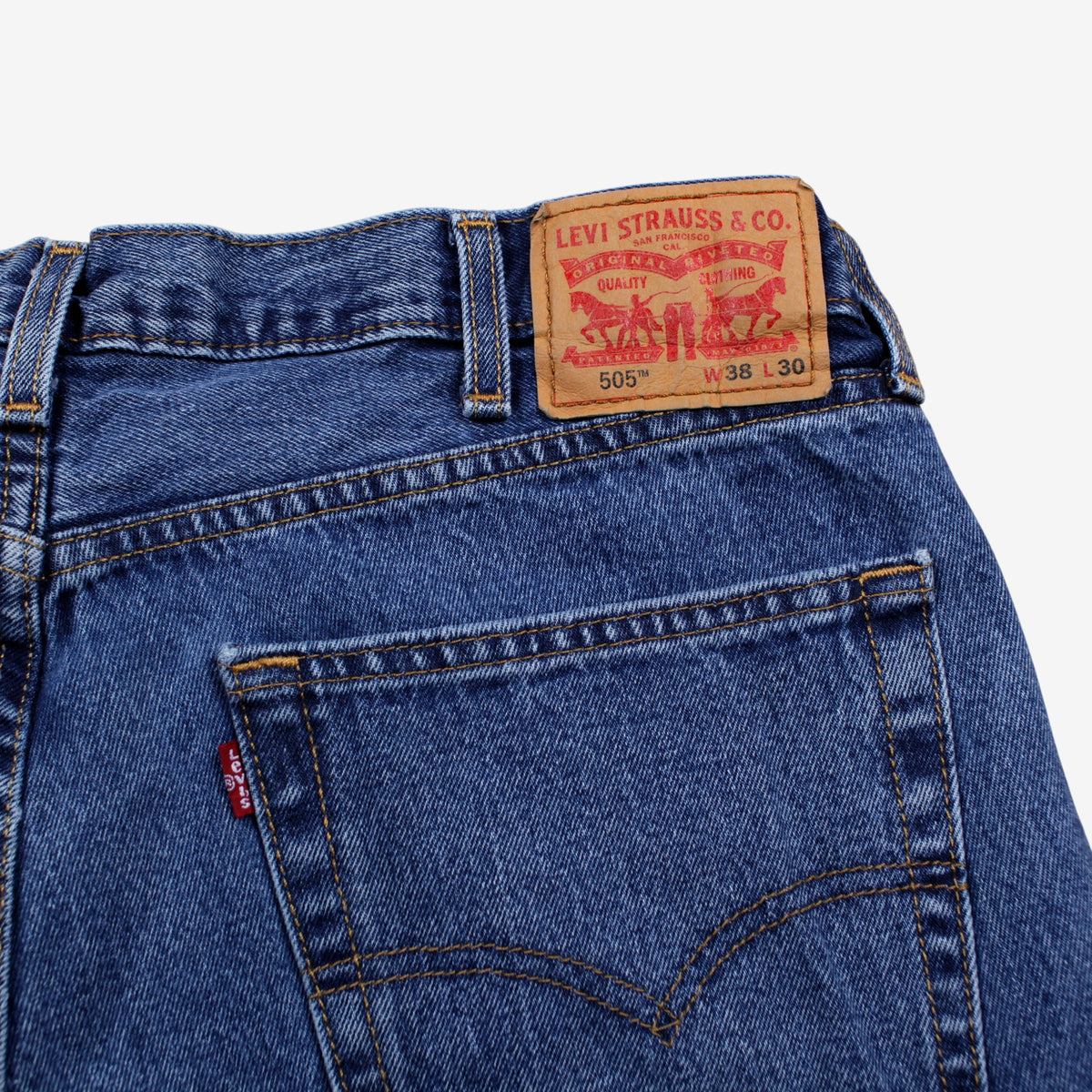 Levis 505 Jeans 38x30 Blue Regular Straight Stonewash Red Tab Denim