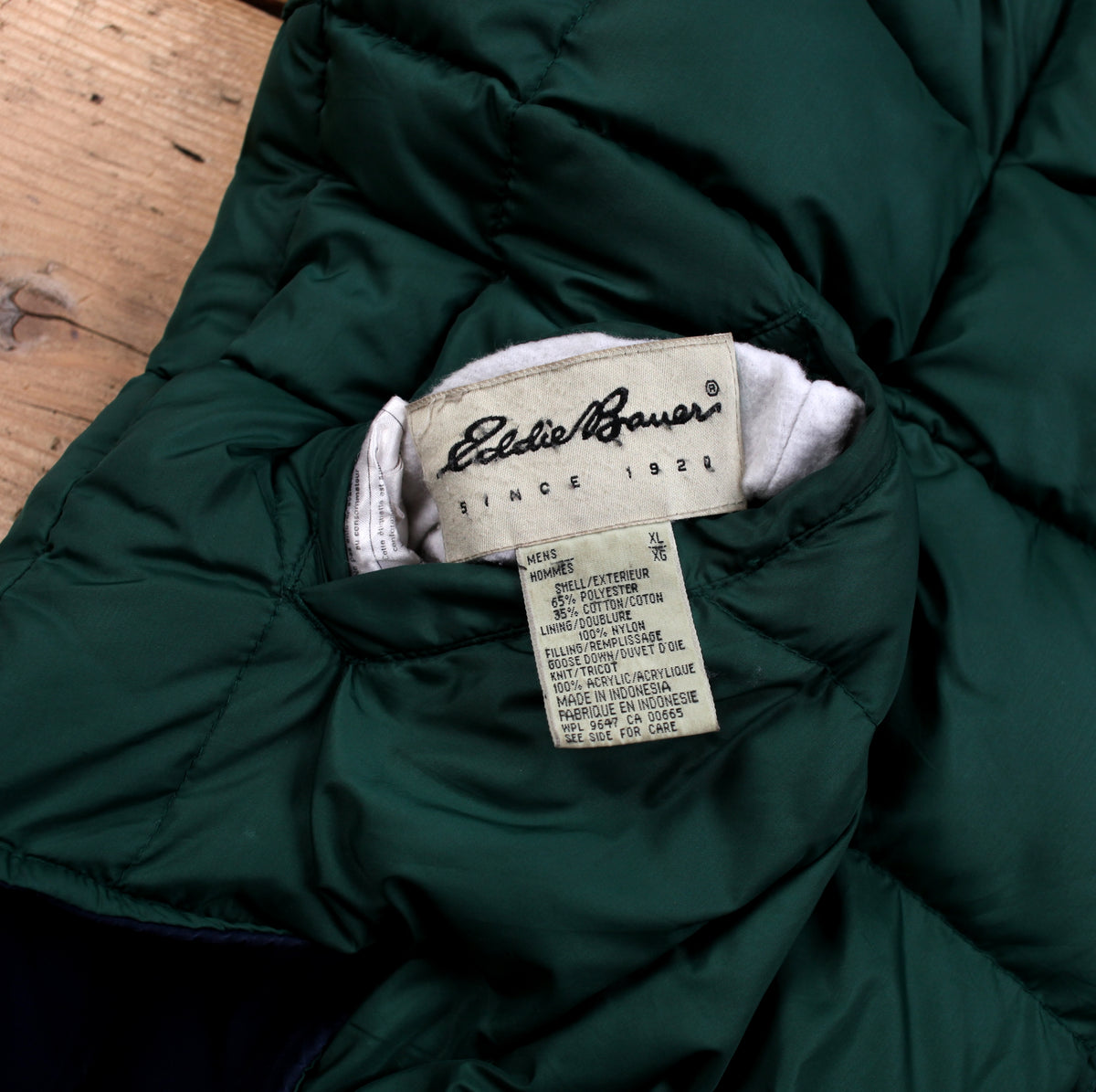 Eddie Bauer Nylon Down Vest XL Mens Reversible Green Blue Outdoor Puffer Jacket