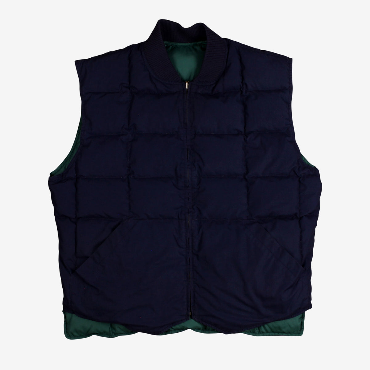 Eddie Bauer Nylon Down Vest XL Mens Reversible Green Blue Outdoor Puffer Jacket