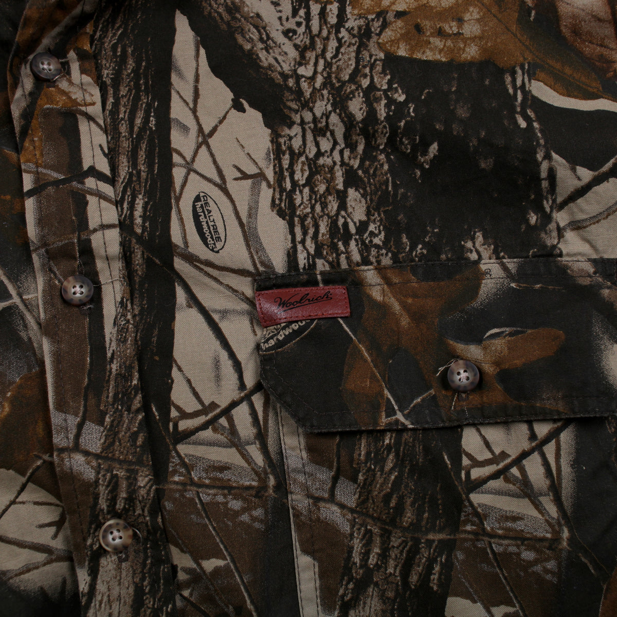 Woolrich Real Tree Shirt 2XL Mens Button Cotton Camouflage Outdoor Hunting Brown