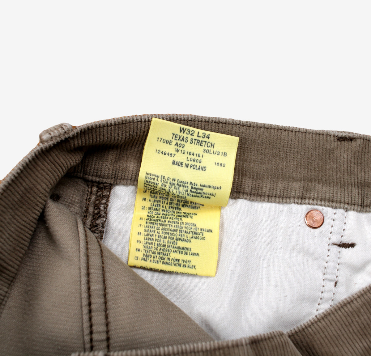 Wrangler Texas Stretch Corduroy Trousers Pants 32x34