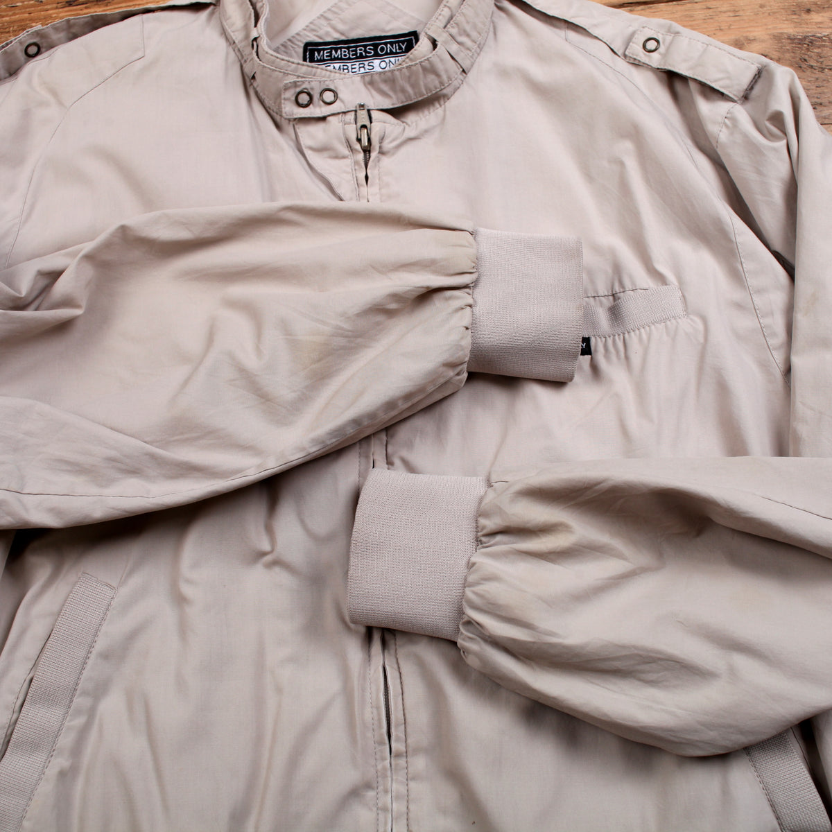 Vintage Members Only Bomber Jacket XL Mens 90s Beige Windbreaker