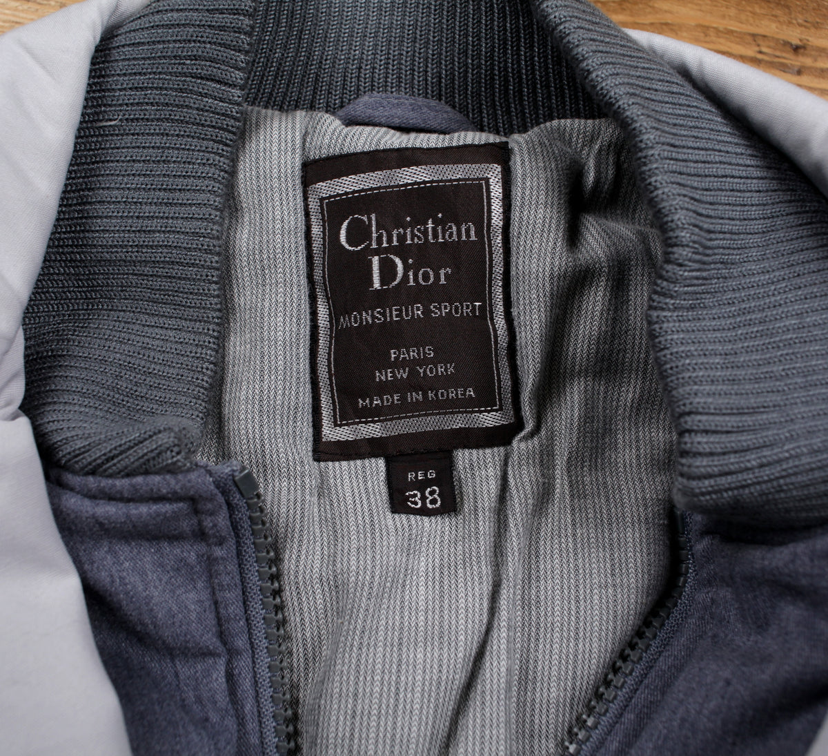 Vintage Christian Dior Bomber Jacket M 38 Mens Grey Padded Monsieur Sport