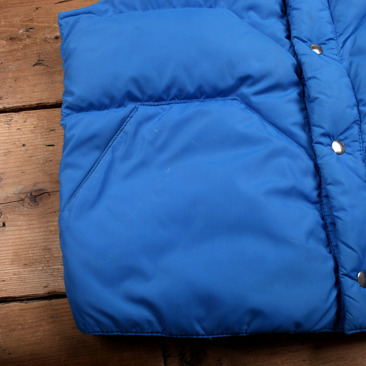 Vintage Tempco Down Vest L Mens 80s Blue Grey Yoke Outdoor Western Gilet Jacket