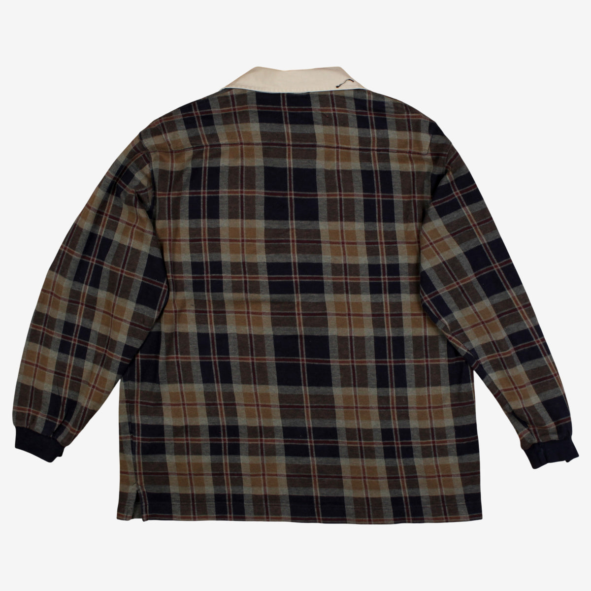 Vintage Nautica Polo Shirt XL Mens 00s Blue Plaid Long Sleeve Preppy Casual