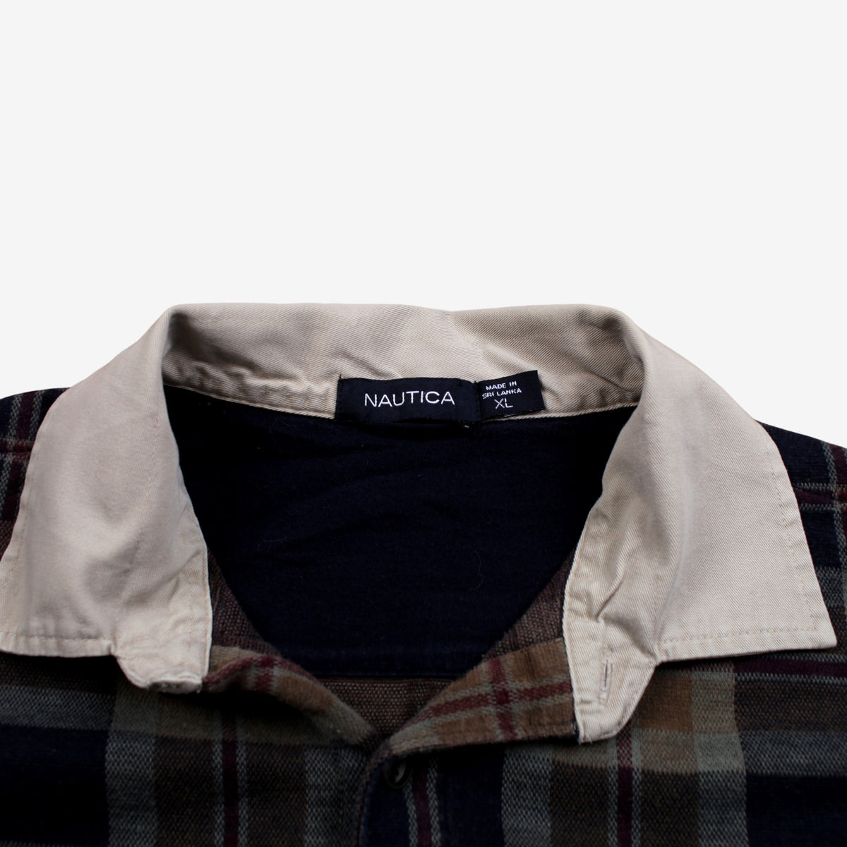 Vintage Nautica Polo Shirt XL Mens 00s Blue Plaid Long Sleeve Preppy Casual