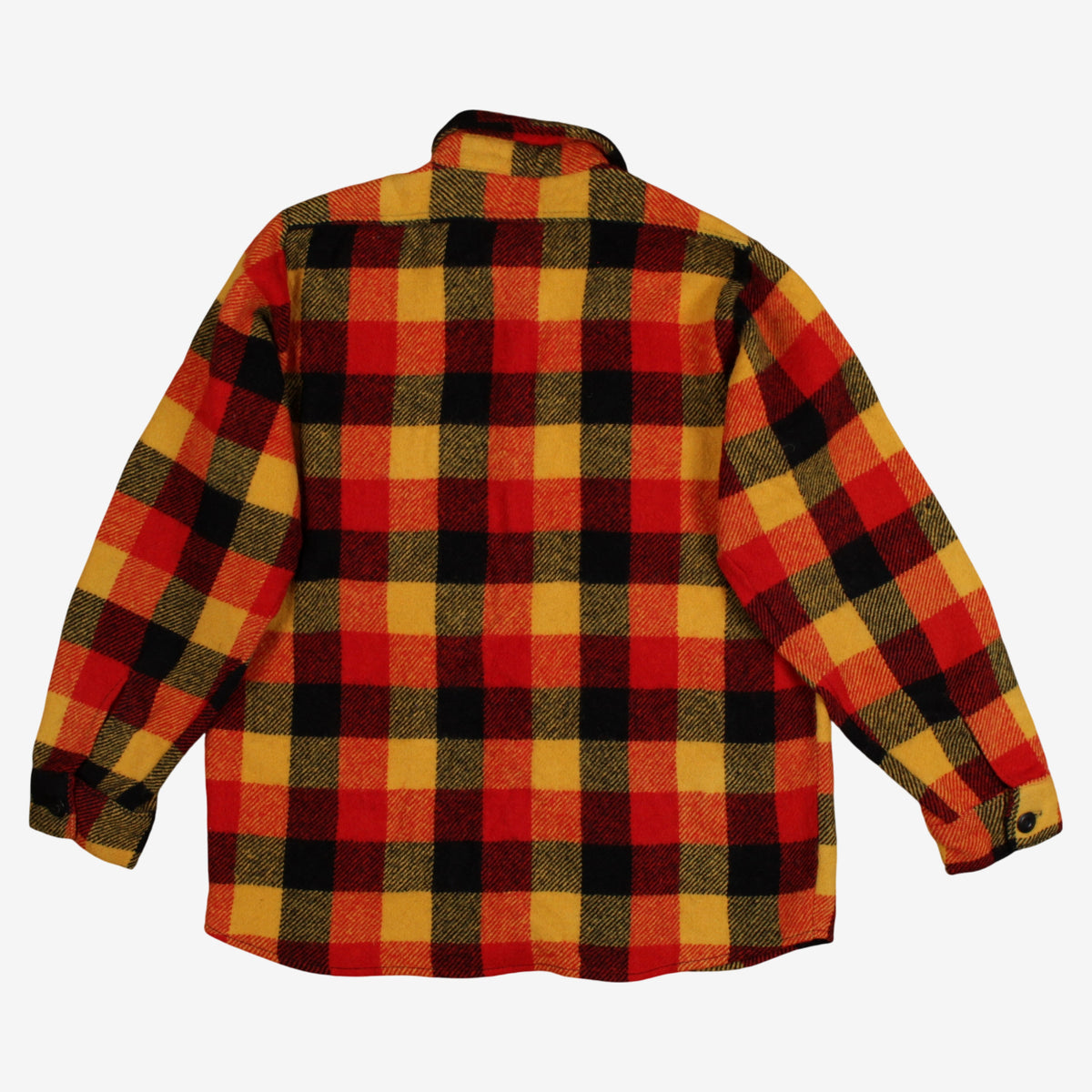 Vintage Frostproof Flannel Shirt M Mens Button Wool Blend 70s Plaid Yellow Red