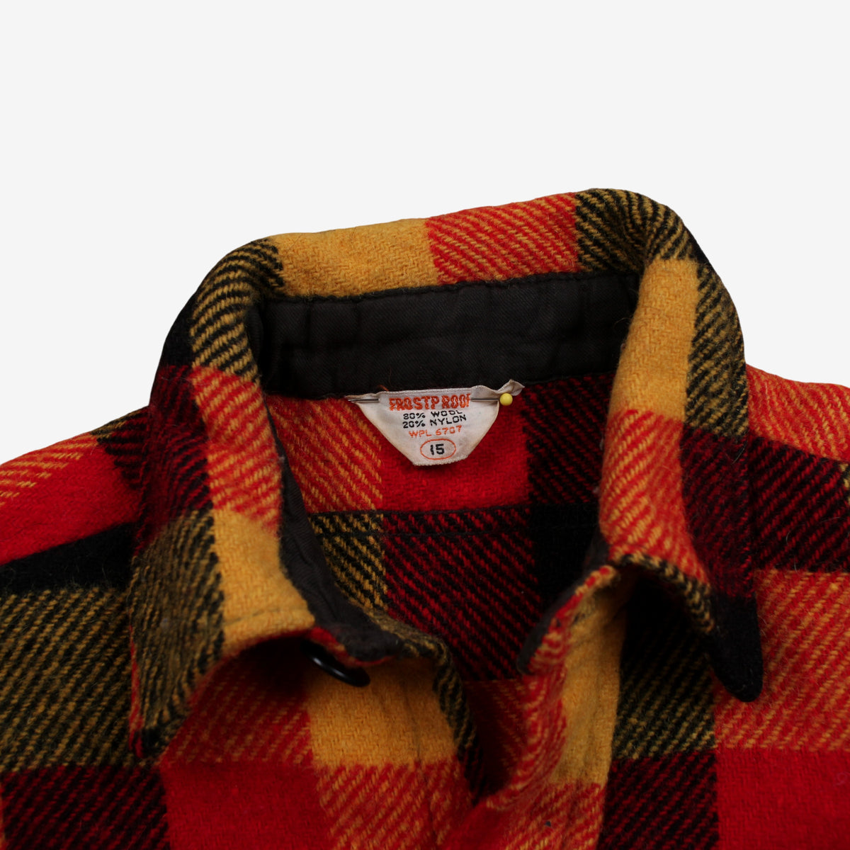 Vintage Frostproof Flannel Shirt M Mens Button Wool Blend 70s Plaid Yellow Red