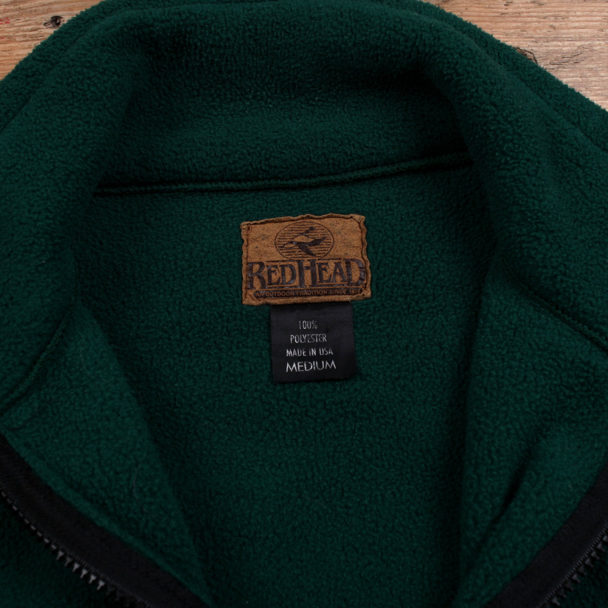 Vintage Red Head Fleece Vest M Mens 90s Green USA Made Outdoor Gilet Jacket