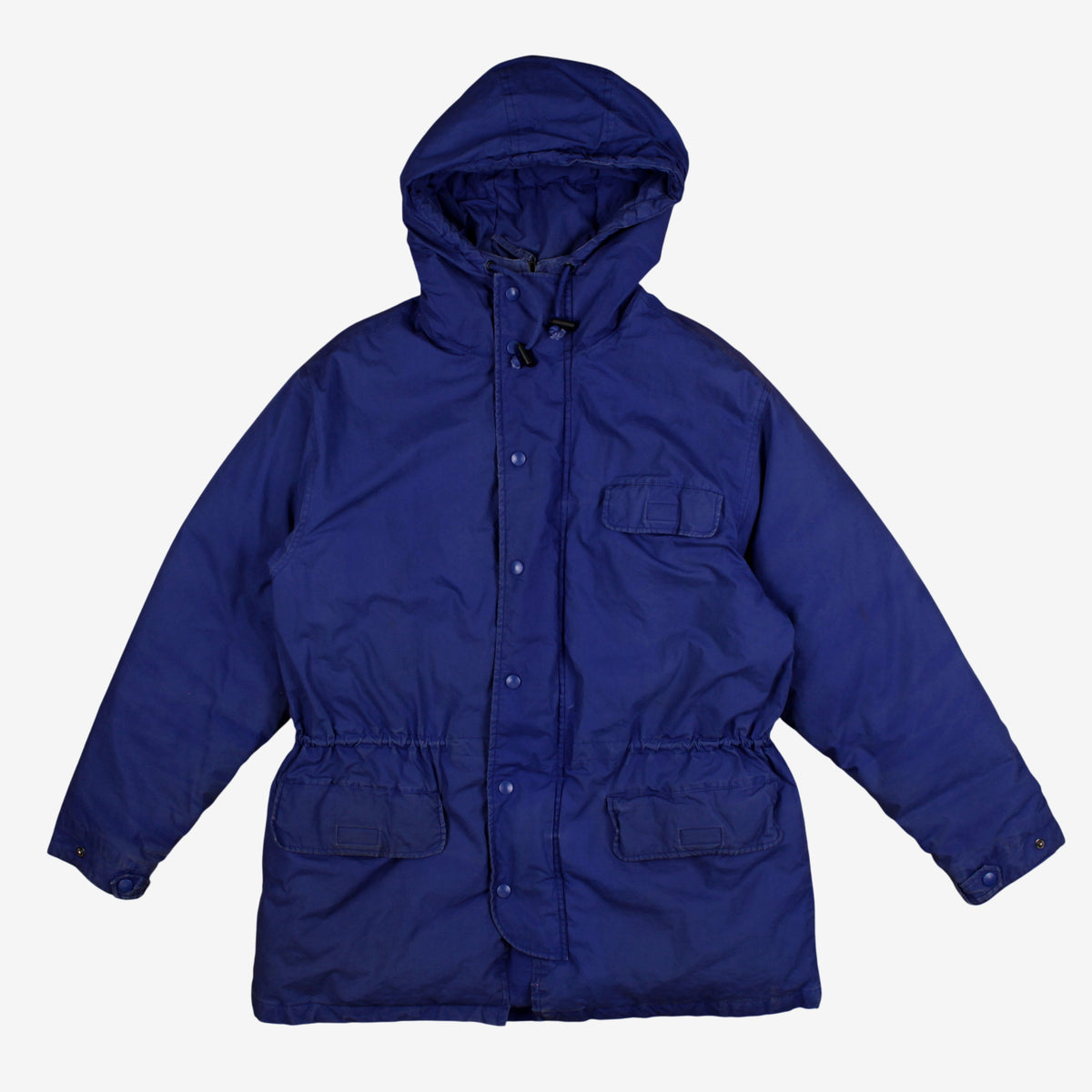 Gap Down Parka Jacket M Mens Blue Cotton Blend Hooded Lined Casual Outdoor