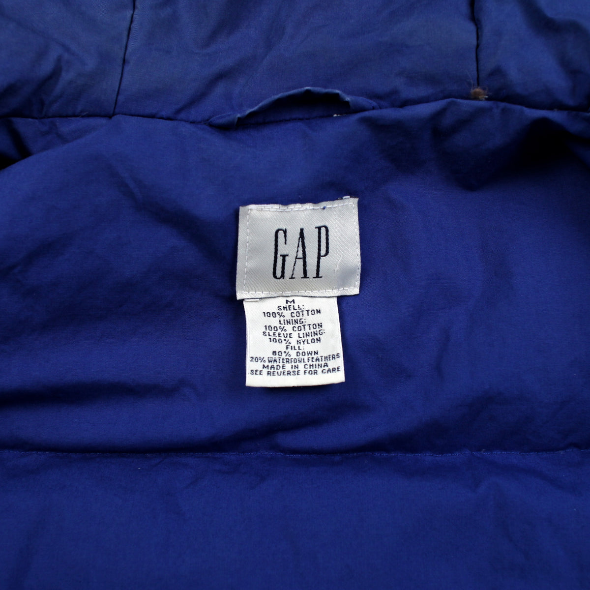 Gap Down Parka Jacket M Mens Blue Cotton Blend Hooded Lined Casual Outdoor