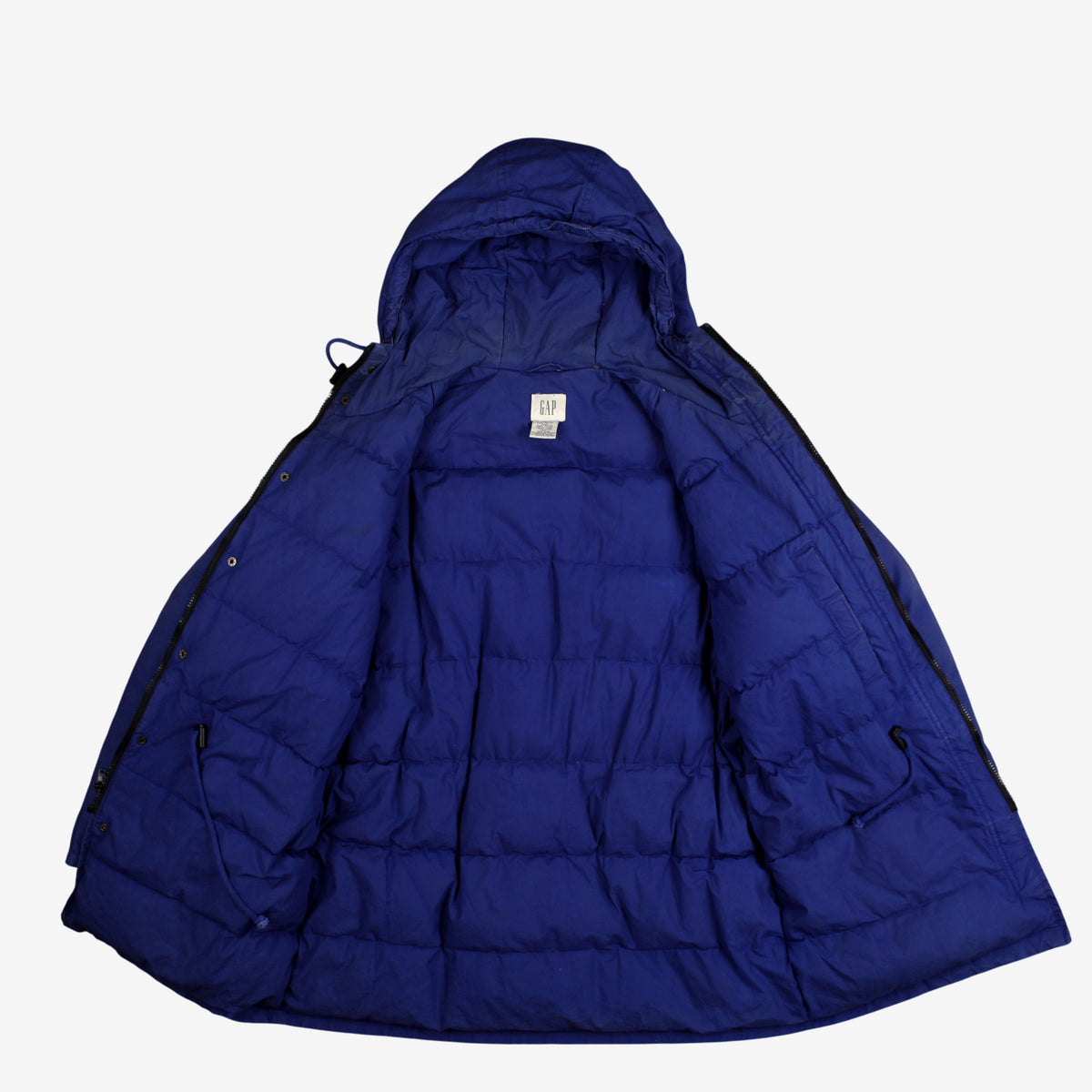 Gap Down Parka Jacket M Mens Blue Cotton Blend Hooded Lined Casual Outdoor
