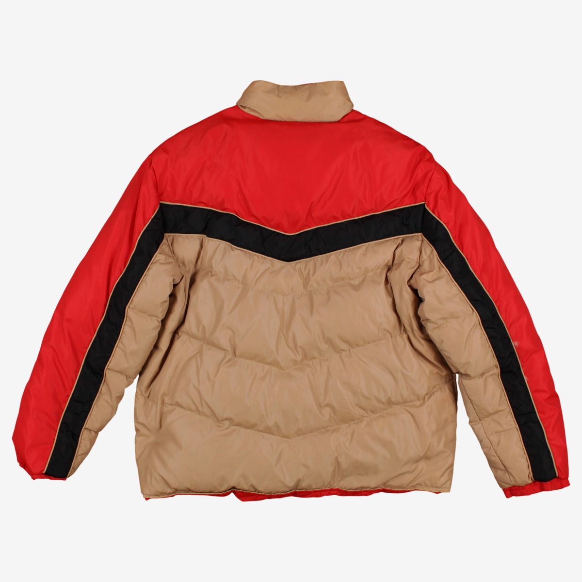 Vintage Campus Puffer Jacket L Mens 90s Red Campusport Nylon Tan Ski Down