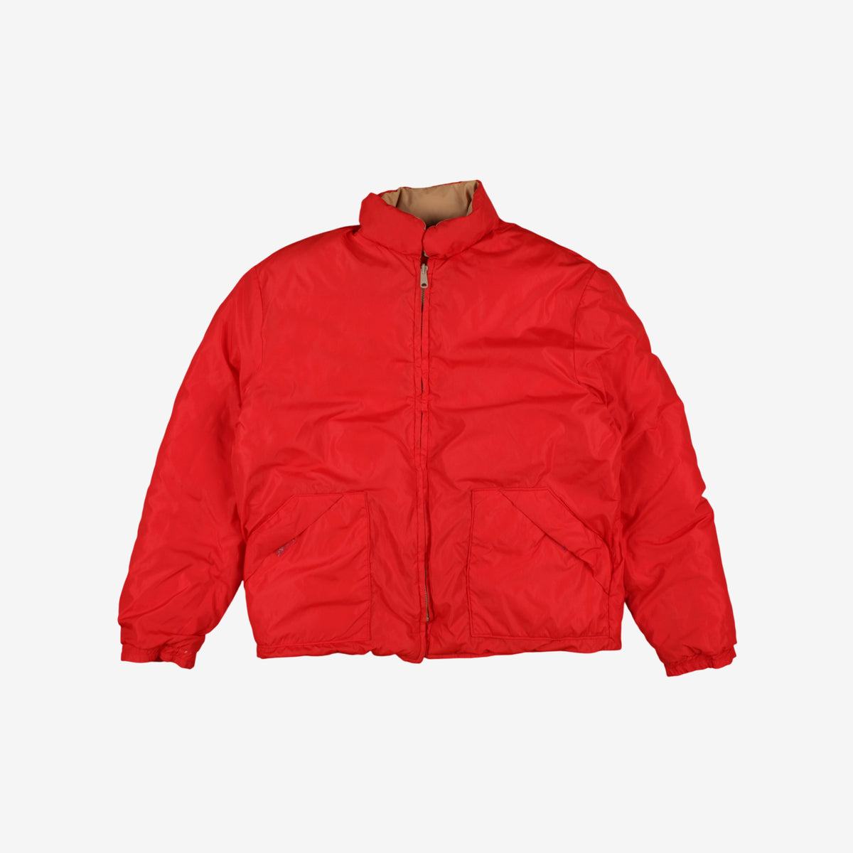 Vintage Campus Puffer Jacket L Mens 90s Red Campusport Nylon Tan Ski Down