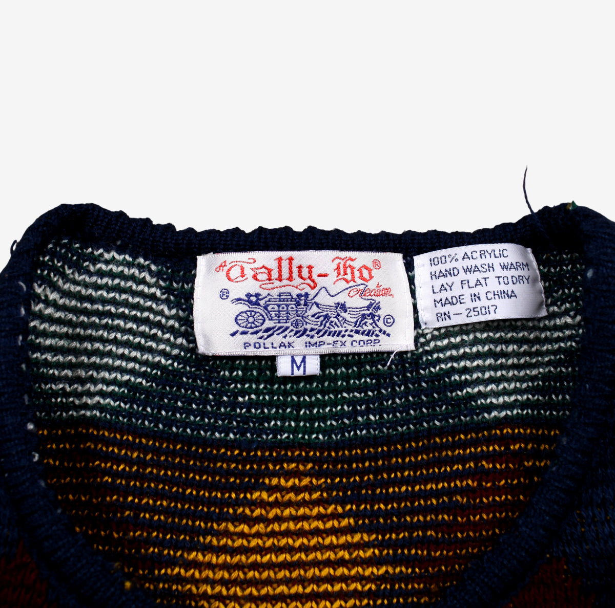 Vintage Tally Ho Argyle Cardigan M Womens 90s