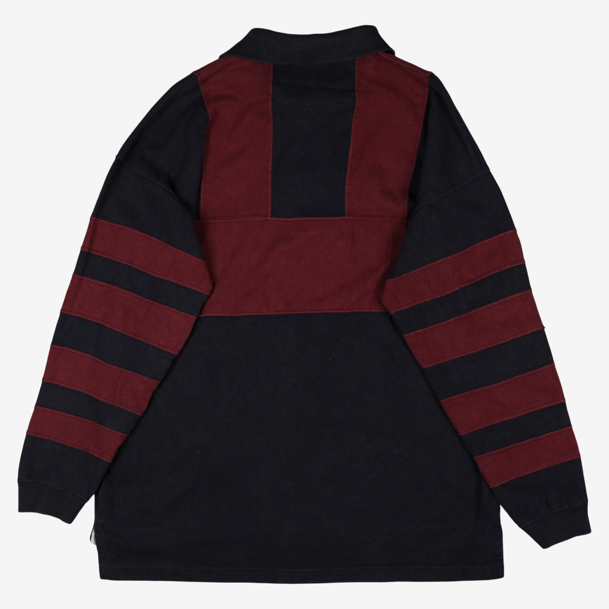 Vintage Ivy Crew Rugby Shirt L Mens 00s Black Colourblock Long Sleeve Preppy