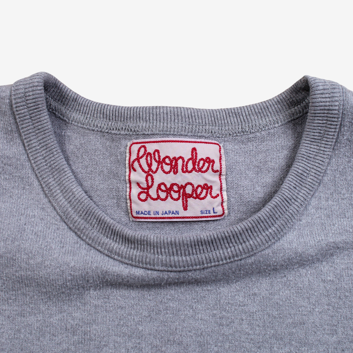 Wonder Looper Blank T-shirt L Mens 00s Grey Japan Basic Crew Neck